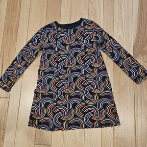 Navy Rainbow Swirl Long Sleeve Dress
